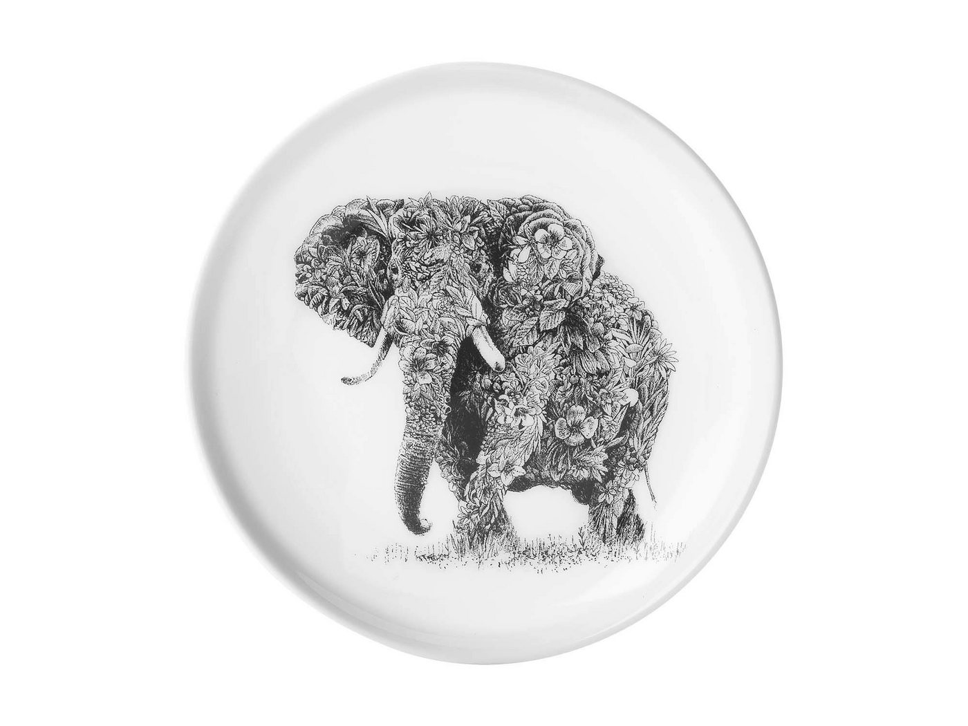 Maxwell & Williams Teller Elefant 21cm, African Elephant, (1 St), Porzellan Bone Essteller für den Tisch, made in Australia von Maxwell & Williams