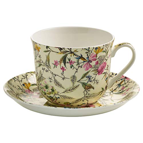 Maxwell & Williams WK03300 Tasse mit Untertasse 480 ml, Kilburn, Bone China Porzellan bunt, Geschenkbox, Summer Blossom von Maxwell & Williams