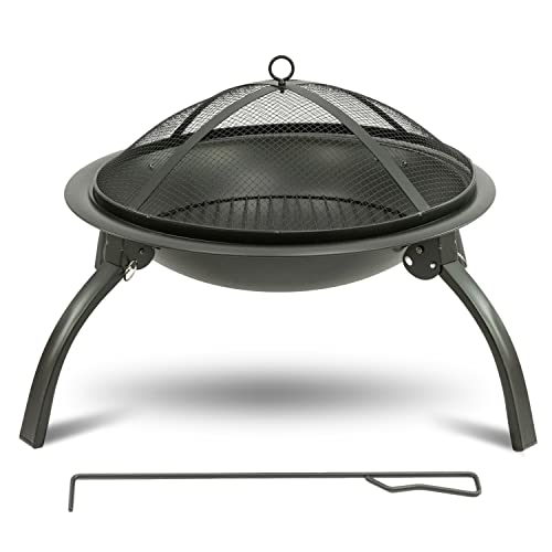 MaxxGarden - Feuerschale Mit Funkenschutz Zum Entspannen - Feuerstelle Zum Grillen Für Garten, Balkon & Terrasse - Gartenkamin Feuerstelle Zum Relaxe, Schwarz, Ø56 x 135cm von MaxxGarden