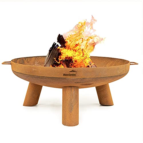 MaxxGarden Feuerschalen - Für Den Garten - Ø100cm - Runde Feuerschale Outdoor - Extra Große Feuerstelle Garten - Cortenstahl - Mit Grillrost - Für Holzkohle - Rostfarbe von MaxxGarden