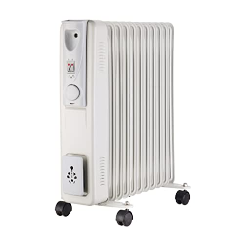 MaxxHome Ölradiator - Elektrische Heizung mit 11 Rippen - 2500W - Elektroheizung - Stufenlose Temperaturregelung - Elektroheizung mit Thermostat - Ölradiator Energiesparend [Energieklasse A] von MaxxHome