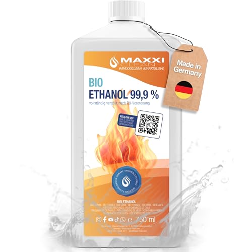 Maxxi Clean | 1x 1.000 ml Bioethanol für Tischkamine | Made in Germany | geruchsneutral und rußfrei bei Indoor,- und Outdoor Ethanol-Kaminen | geeignet für Raum,- und Gartenfeuer mit Alkohol-Kamin von Maxxi Clean