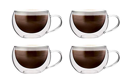 Maxxo Doppelwandige Gläser Cappuccino Set 4X 300 ml Kaffee Thermogläser mit Schwebe-Effekt beständige Kaffeegläser Trinkgläser von maxxo