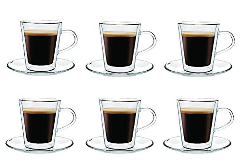 Maxxo Doppelwandige Gläser Doppio Set 6x 100 ml Kaffee Thermogläser mit Schwebe-Effekt beständige Kaffeegläser von maxxo
