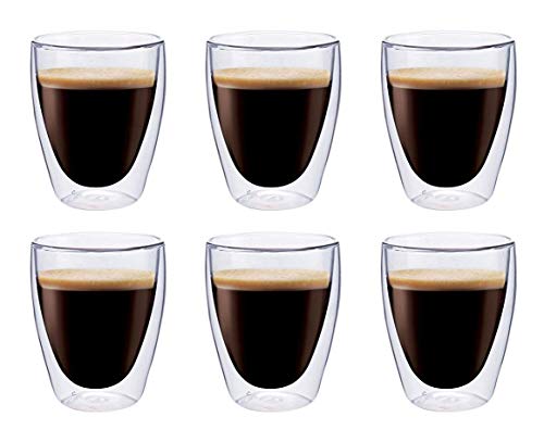 maxxo Doppelwandige Gläser Kaffee Set 6X 235 ml Kaffee Thermogläser mit Schwebe-Effekt beständige Kaffeegläser von maxxo