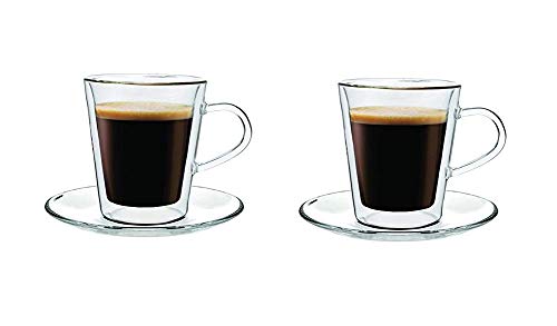 maxxo Doppelwandige Gläser Lungo Set 2X 220 ML Kaffee Thermogläser mit Schwebe-Effekt beständige Kaffeegläser von maxxo