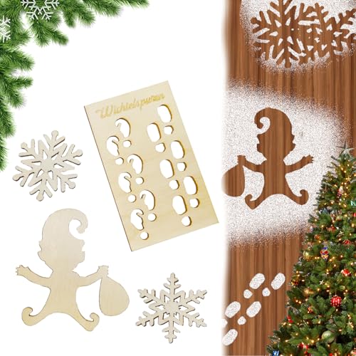 May Huang 4 Stück Wichtelschablone Fußabdrücke Wichteltür Zubehör Wichtel Zubehör Weihnachten Wichtel Schablone Weihnachtswichtel Wichtelhaus Wichteltüre Zubehör Holz Fußabdruck Schablonen von May Huang