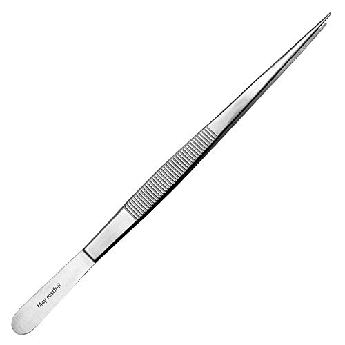 Kochpinzette mit feiner Spitze 20 cm lang - Küchenpinzette - Grillpinzette - Grillzange - Pinzette aus Edelstahl von May