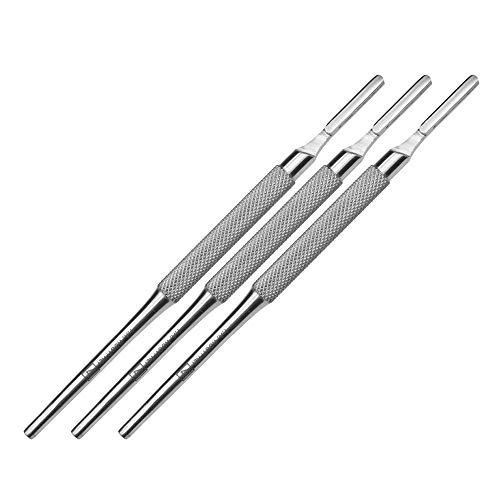 May - 3 x Skalpellhalter Figur Nr 3 - Skalpellgriff mit rundem Griff - Klingenhalter für Einmal-Sklapellklingen - Edelstahl, von May