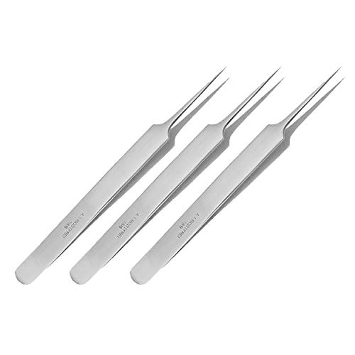 May - 3 x Splitterpinzette - Erste Hilfe Pinzette - feines Modell - spitz - Edelstahl von May
