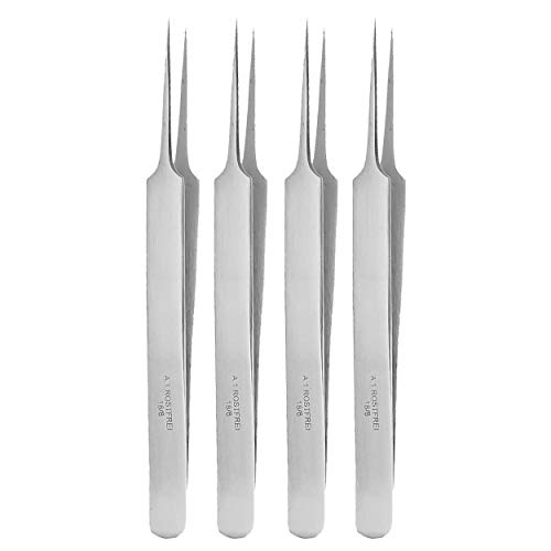 May - 4 x Splitterpinzette -Notfall Pinzette - feines Modell - spitz - Edelstahl von May