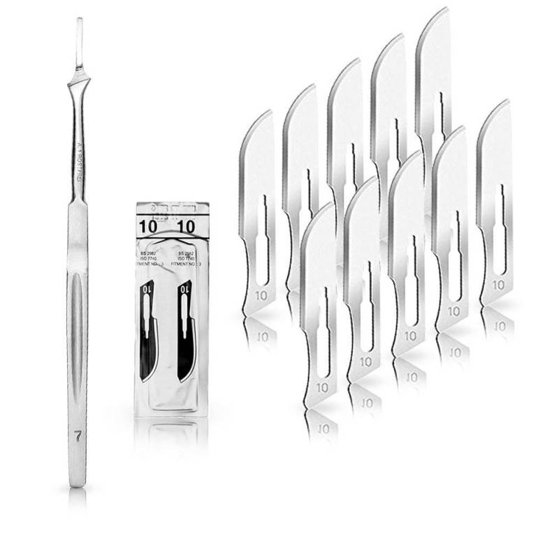 May Cuttermesser Set 10 Stück Skalpellklingen Figur 10 aus Karbonstahl von May