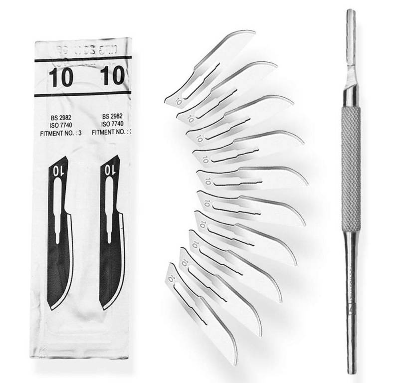 May Cuttermesser Set 10 Stück Skalpellklingen Figur 10 aus Karbonstahl von May