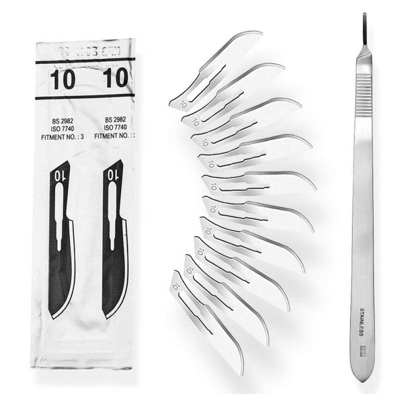 May Cuttermesser Set 10 Stück Skalpellklingen Figur 10 aus Karbonstahl von May