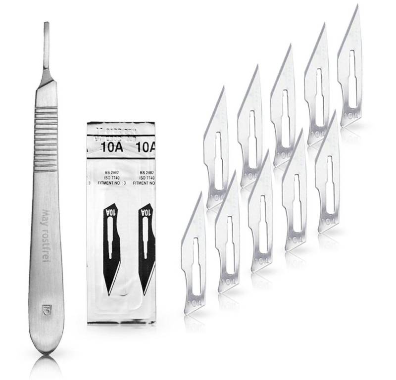 May Cuttermesser Set 10 Stück Skalpellklingen Figur 10A aus Karbonstahl von May