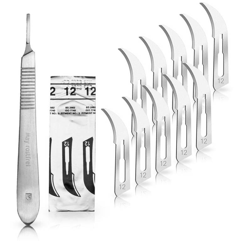 May Cuttermesser Set 10 Stück Skalpellklingen Figur 12 aus Karbonstahl von May