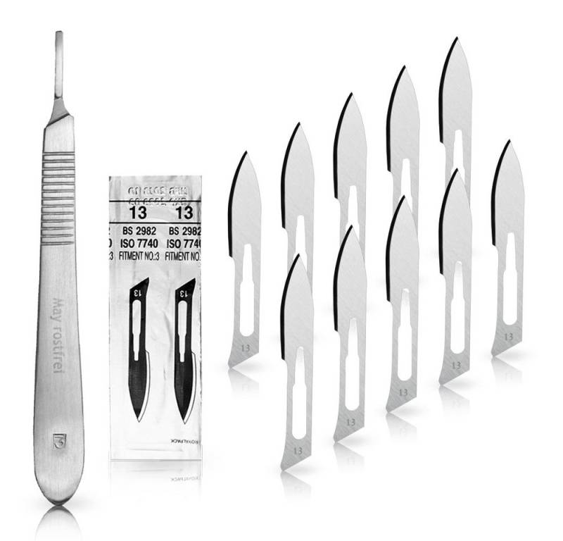 May Cuttermesser Set 10 Stück Skalpellklingen Figur 13 aus Karbonstahl von May
