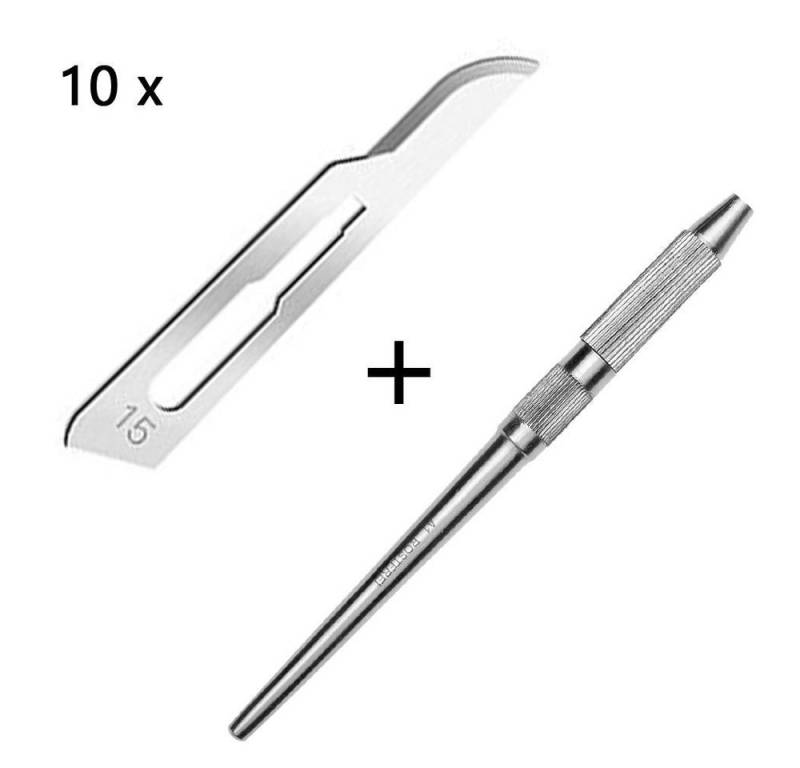 May Cuttermesser Set 10 Stück Skalpellklingen Figur 15 aus Karbonstahl von May
