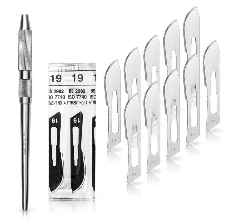 May Cuttermesser Set 10 Stück Skalpellklingen Figur 19 aus Karbonstahl von May
