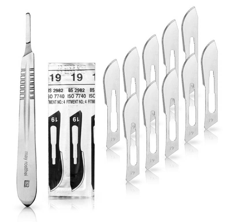 May Cuttermesser Set 10 Stück Skalpellklingen Figur 19 aus Karbonstahl von May