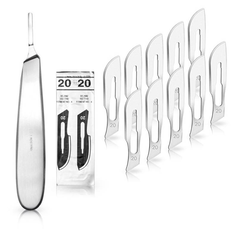 May Cuttermesser Set 10 Stück Skalpellklingen Figur 20 aus Karbonstahl von May