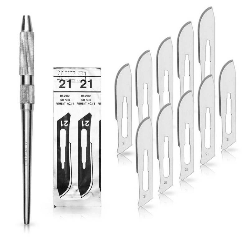 May Cuttermesser Set 10 Stück Skalpellklingen Figur 21 aus Karbonstahl von May