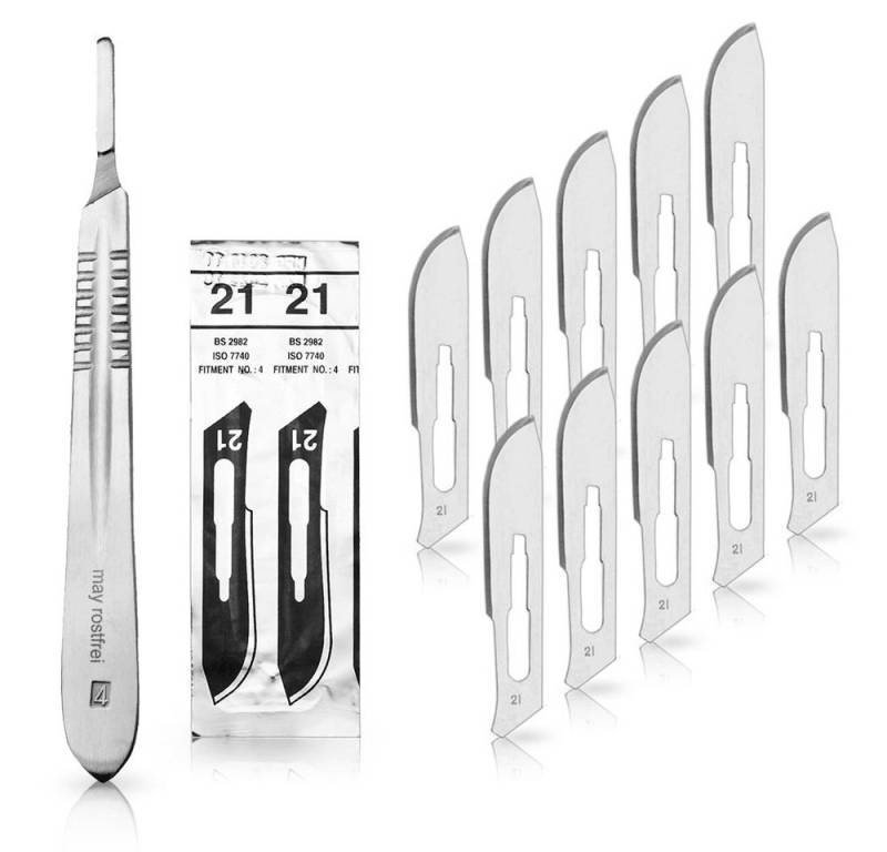 May Cuttermesser Set 10 Stück Skalpellklingen Figur 21 aus Karbonstahl von May