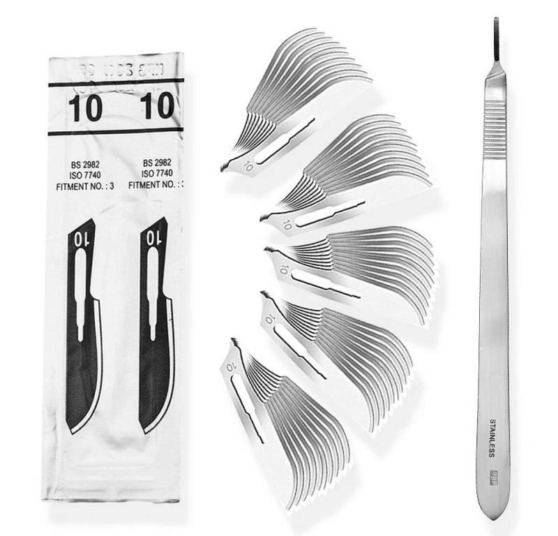 May Cuttermesser Set 50 Stück Skalpellklingen Figur 10 aus Karbonstahl von May
