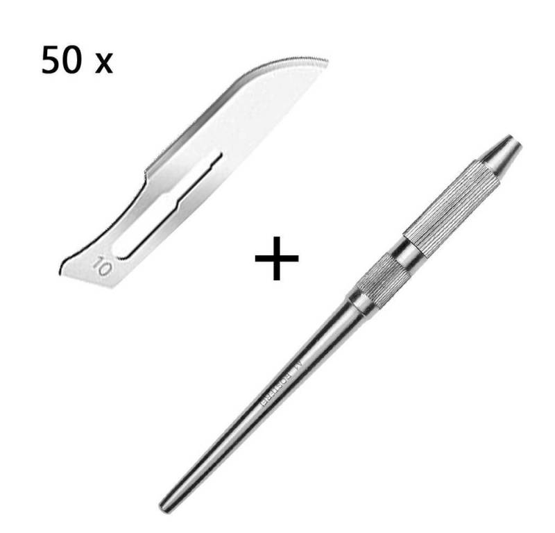 May Cuttermesser Set 50 Stück Skalpellklingen Figur 10 aus Karbonstahl von May