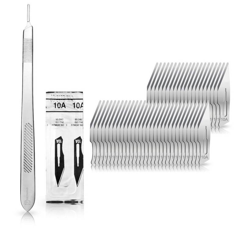 May Cuttermesser Set 50 Stück Skalpellklingen Figur 10A aus Karbonstahl von May