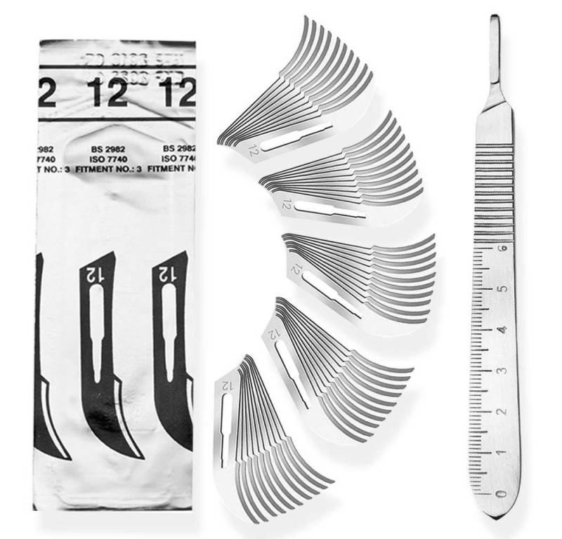 May Cuttermesser Set 50 Stück Skalpellklingen Figur 12 aus Karbonstahl von May