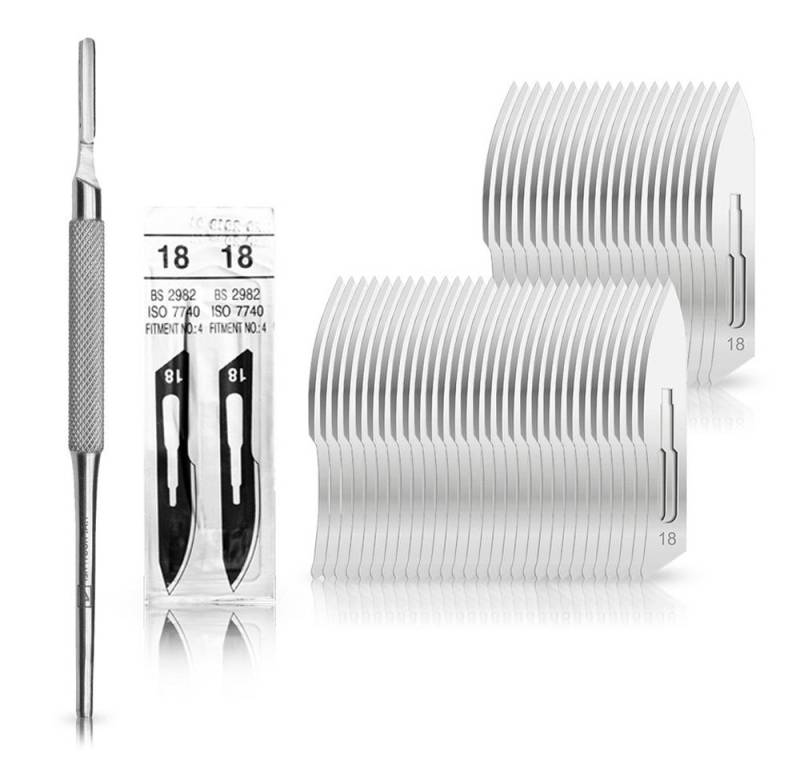 May Cuttermesser Set 50 Stück Skalpellklingen Figur 18 aus Karbonstahl von May