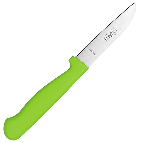 May - Gemüsemesser - Obstmesser - Schälmesser - Kleines Allzweck-Messer für die Küche - gerade Schneide - handgeschliffener Edelstahl - rostfrei - mit grünem Heft von May