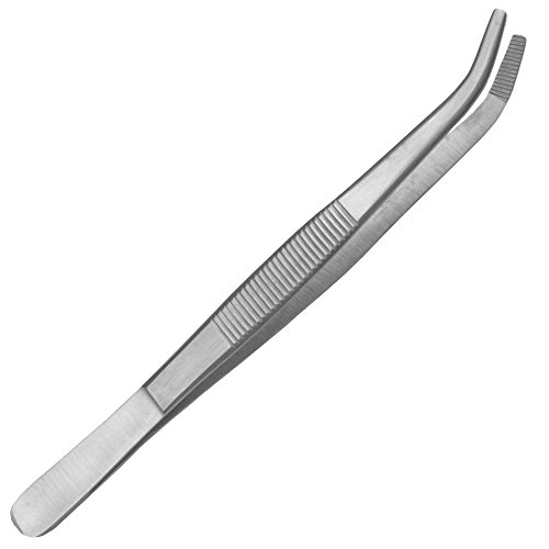 May - Kochpinzette - Küchenpinzette - Wendepinzette - Grillzange - 14 cm lang - Gebogene Spitze - Edelstahl von May