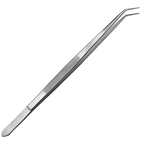 May - Kochpinzette - feine und gebogene Spitze - 30 cm lang - Küchenpinzette - Grillpinzette - Grillzange - Pinzette aus Edelstahl von May