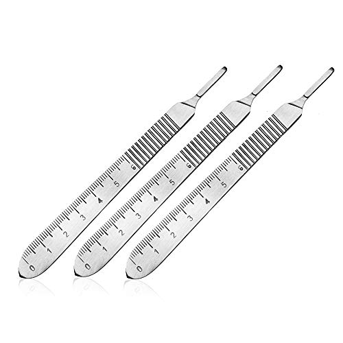 May - Set 3 x May - Skalpell-Halter mit 13 cm langem Griff inkl. Meßskala in cm - Edelstahl von May