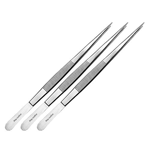 May - Set - 3 x Technische Pinzette gerade - 20 cm - Modellbau Pinzette - Elektriker Pinzette - Industrie-Pinzette - Edelstahl May - Set - 3 x Technische Pinzette gerade - 20 cm - Modellbau Pinzette - Elektriker Pinzette - Industrie-Pinzette - Edelstahl von May