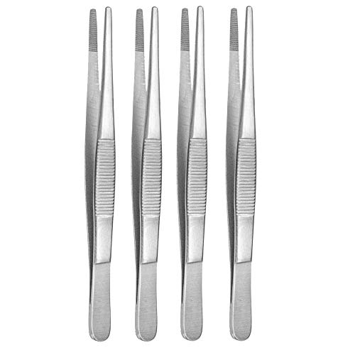 May - Set - 4 x Technische Pinzette gerade - 15 cm - Modellbau Pinzette - Elektriker Pinzette - Industrie-Pinzette - Edelstahl von May