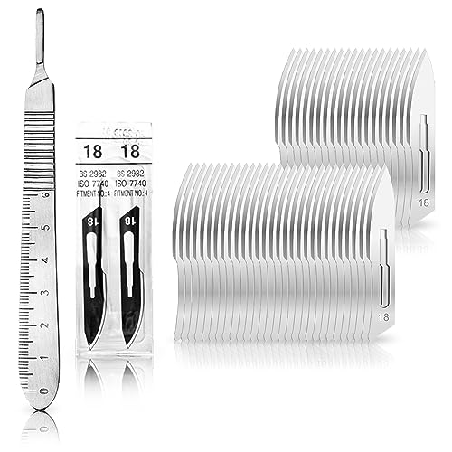 May - Set bestehend aus 50 Stück Skalpellklingen Figur 18 + 1 x May - Skalpell-Halter 13 cm lang inkl. Messskala aus Edelstahl May - Set bestehend aus 50 Stück Skalpellklingen Figur 18 + 1 x May - Skalpell-Halter 13 cm lang inkl. Messskala aus Edelstahl von May