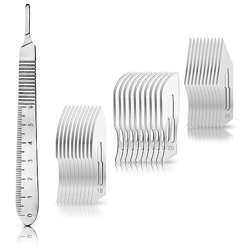 May - Set bestehend aus Mix von je 10 Stück Skalpellklingen Figur 4 in 3 verschiedenen Ausführungen + 1 x May - Skalpell-Halter 13 cm lang inkl. Messskala aus Edelstahl May - Set bestehend aus Mix von je 10 Stück Skalpellklingen Figur 4 in 3 verschiedenen Ausführungen + 1 x May - Skalpell-Halter 13 cm lang inkl. Messskala aus Edelstahl von May