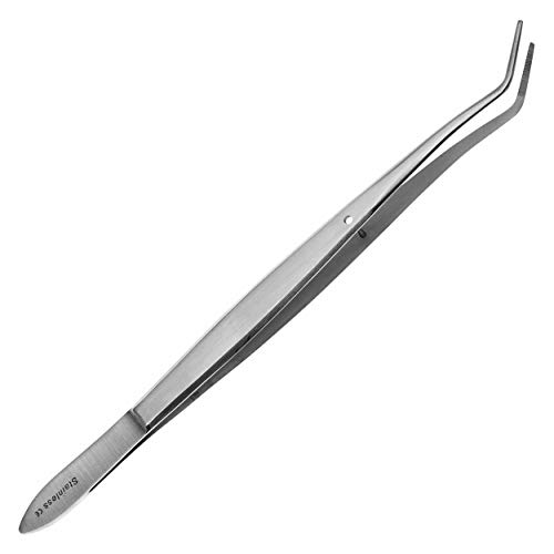 May- Universal-Pinzette 16cm mit Fixierstift - Haushaltspinzette - abgewinkelt - feine Spitze - innen gerieft - Edelstahl von May