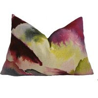 Harlekin - Flores Fuchsia/Zest Azurblau Abstrakter Aquarell Blumenkissenbezug Handgemachter Dekokissen Designer Home Decor von MayEvelyneInteriors