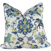 Jane Churchill - Animal Gobelin Blau Atemberaubender Designer Kissenbezug Home Deco Deko Kissen von MayEvelyneInteriors