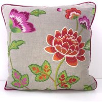 Manuel Canovas - Carla Rose Indien Designer Kissenbezug Mit Bestickten Blumen Handgemachter Wohndekor von MayEvelyneInteriors
