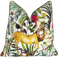 Renommierte Textilien - King Of The Jungle Safari Kissenbezug Kontrast Gepolstert Designer Home Decor von MayEvelyneInteriors