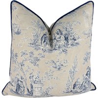 Sanderson - Josette Indigo/Taupe Atemberaubender Designer Kissenbezug Home Decor Dekokissen Kontrast Paspeliert von MayEvelyneInteriors