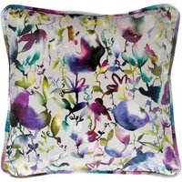 Voyage - Lucent Indigo Atemberaubender Anspruchsvoller Aquarell Blumen Samt Kissenbezug Handgemachter Dekokissen Designer Wohnkultur von MayEvelyneInteriors