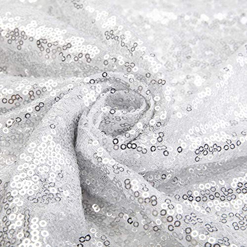 MayGreeny Glänzende Pailletten-Tischdecke für Hochzeit, Geburtstag, Party, Bankett, Babyparty, 120 cm x 180 cm (Silber) von MayGreeny