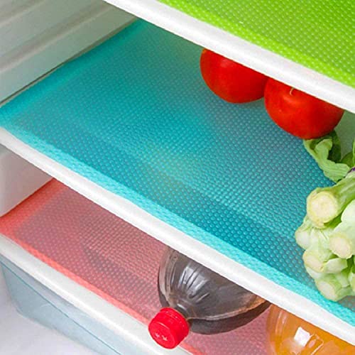 MayNest 12 Stück Kühlschrankmatten, wasserdicht, rutschfest, Eva-Kühlschrank-Auskleidung, Schubladen, Regale, Schränke, Aufbewahrung, Küche und Tischsets (3 blau + 3 grün + 2 rot), M von MayNest