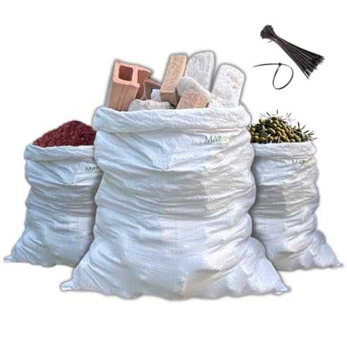 Maya, 20 Säcke für Bauschutt, 50 x 80 cm, aus Polypropylen – ideal als Säcke für Sand, Oliven, Erde und Gartenkies – strapazierfähig und geeignet für den Kontakt mit Lebensmitteln (20) von Maya Home & Garden